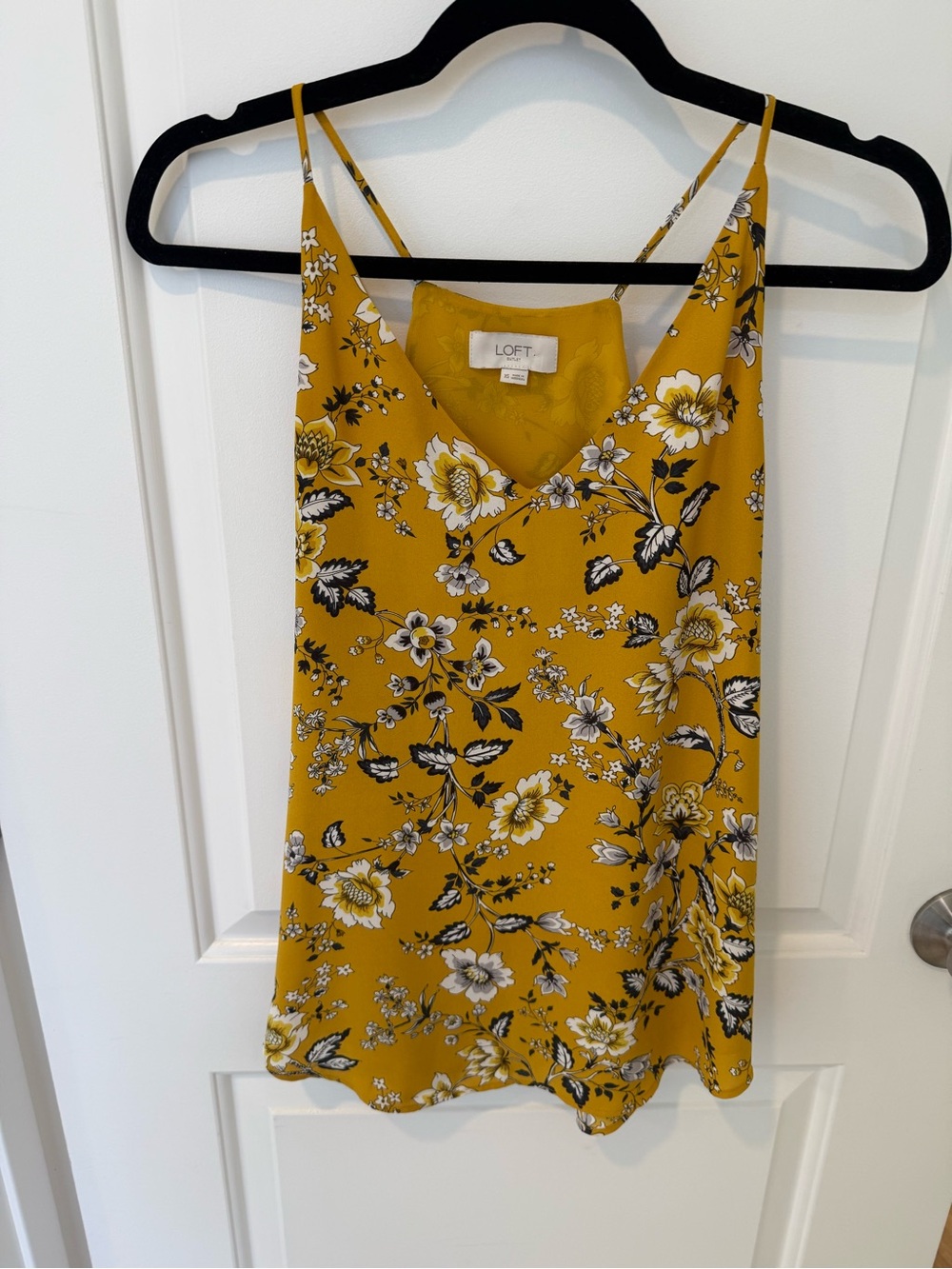 LOFT Yellow Floral V-Neck Spaghetti Strap Camisole